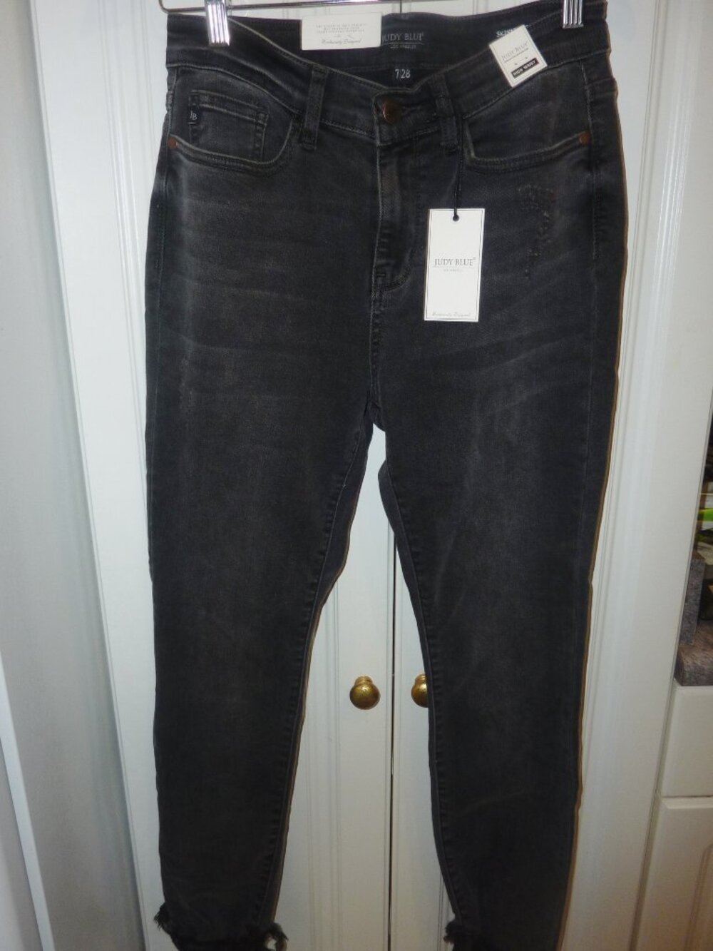 NWT Judy Blue Black Denim High Waist Skinny Fit Jeans Slight Distress Size 7/28